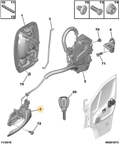 Peugeot boxer NS / Passengers side interior door handle - Peugeot Parts Direct