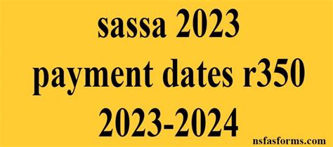 Sassa 2023 Payment Dates R350 2023 2024