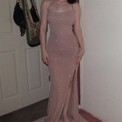 Pink Nude Shimmer Floor Length Maxi Prom Formal Depop