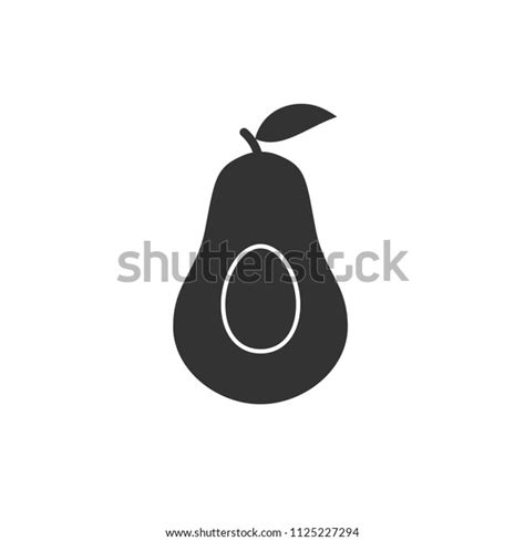 Simple Sliced Avocado Silhouette Flat Illustration Stock Vector