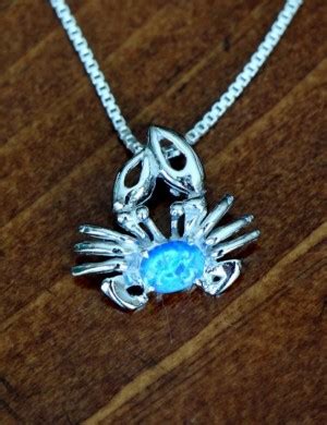 Blue Opal Crab Pendant Necklace Kandsimpressions