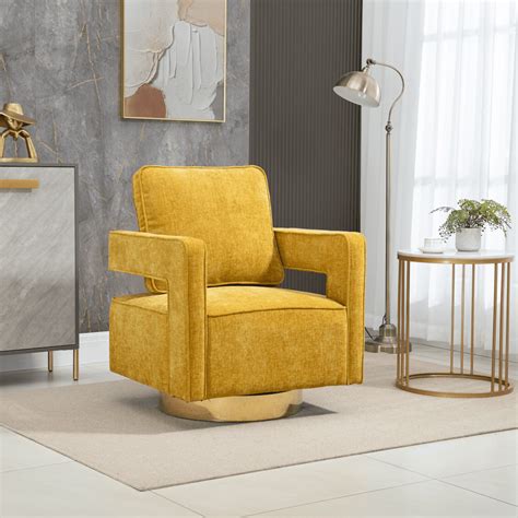 Tcbosik Swivel Accent Barrel Chair Modern Chenille Armchair With