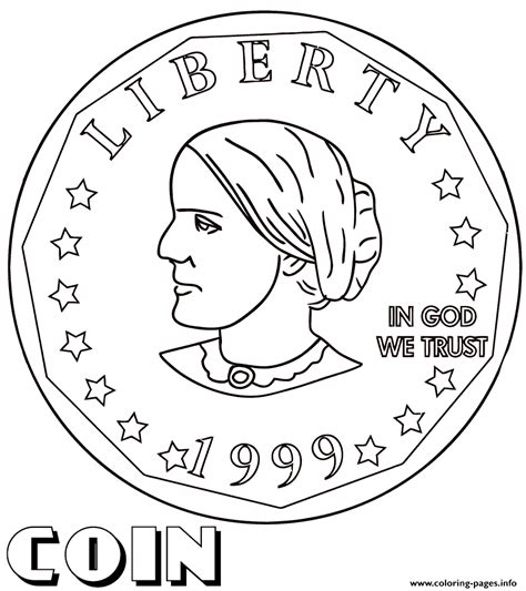 Susan B Anthony Coin Coloring page Printable