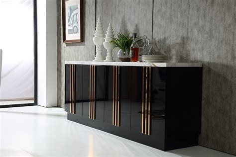 Italian Design Black Modern Buffet Cabinet with Marble Detroit Michigan ...