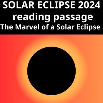 Solar Eclipse 2024 Reading Passage With Comprehension Questions TPT