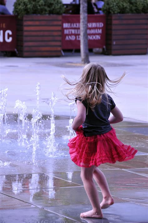 HD wallpaper: girl playing beside water fountain, little girl, dance ...