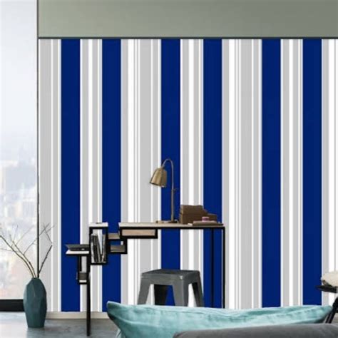 Jual COD Wallpaper Dinding Stiker Salur Garis Stripe Pink Biru Hijau