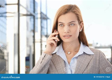 Beautiful Businesswoman Talking On Mobile Phone Stock Photo Image Of