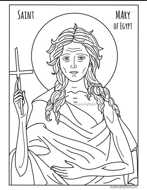 St Mary Of Egypt Icon Coloring Page Etsy