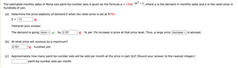 Solved The Estimated Monthly Sales Of Mona Lisa Chegg