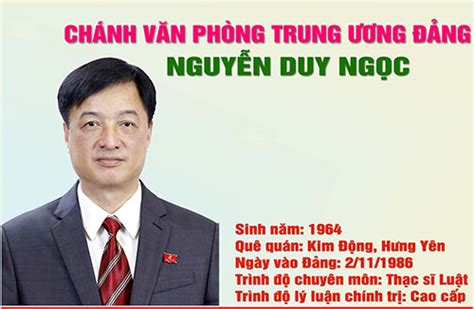 Infographic Chánh Văn Phòng Trung ương Đảng Nguyễn Duy Ngọc Báo