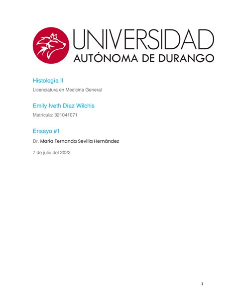 Proyecto Integrador Histologia Histolog A Ii Licenciatura En