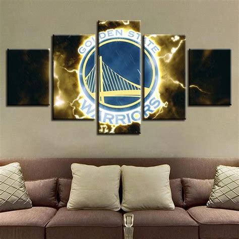 5 Panel Golden State Warriors Wall Art Cheap For Living Room Wall Deco ...