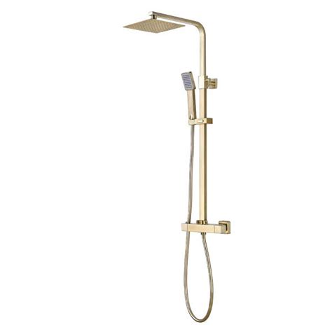 Highlife Orkney 2 Brushed Brass Exposed Thermostatic Rigid Riser Shower