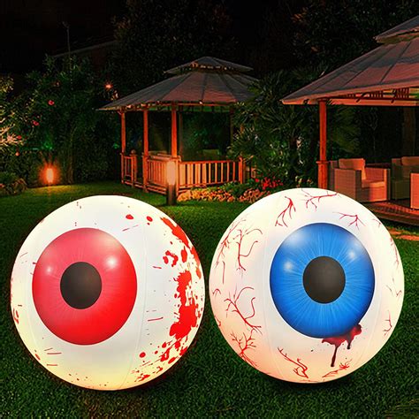 Djiypn 2 Pack Halloween Inflatable Eyeball 24 Inch Giant Led Light Up