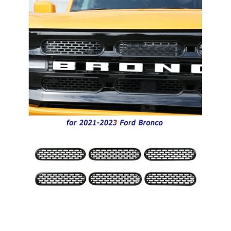 Cherocar Front Grill Mesh Grille Inserts Cover Frame Trims Kit For Ford Bronco 2021 2023 Black