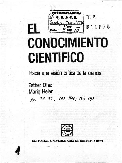 Díaz Y Heler 1986 El Conocimiento Cientifico Pdf Pdf Teoría Science