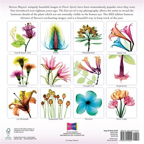 Flower Spirits Radiographs Of Nature By Steven N Meyers 2018 Mini Calendar Cs0197