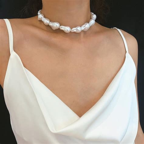 Kmvexo Baroque Irregular Simulated Pearl Choker Necklaces For Women