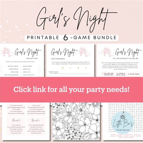 Printable Girls Night Game Ladies Night Activity Bundle Women Party