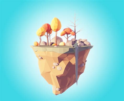 Portal And Low Poly Flying Island Blendernation