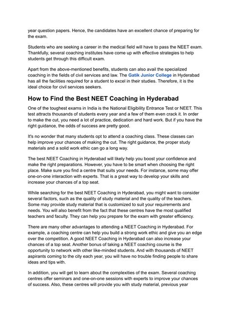 Ppt How To Choose The Best Neet Coaching In Hyderabad Gatik College