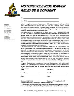 Motorcycle Ride Waiver Form Complete With Ease AirSlate SignNow