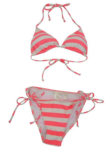 Accessorize Pink Stripe Print Triangle Bikini Set Size To