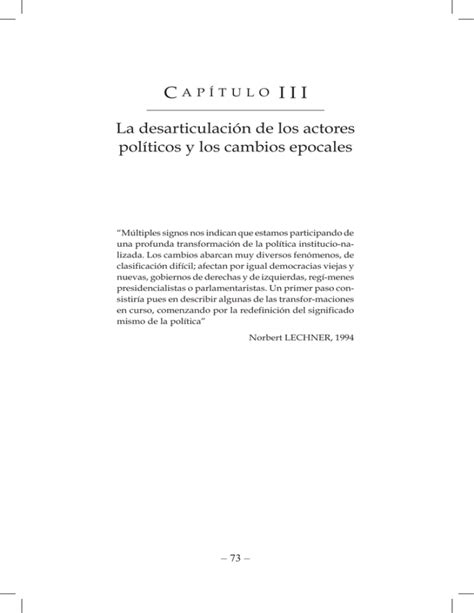 La Desarticulación De Los Actores Políticos Y Los