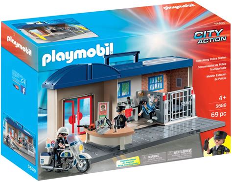 Playmobil City Action 5689 Pas Cher Commissariat De Police Transportable