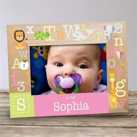 Personalized Wooden Baby Picture Frame With Alphabet Design