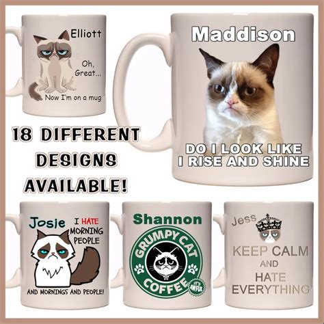 Personalised Name Grumpy Cat Mugs Birthday Ts Coffee Mugs Ceramic