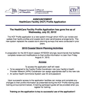 Fillable Online HealthCare Facility HCF Profile Application Fax Email