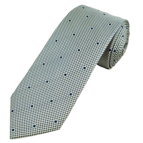 Profuomo Sky Blue Label Navy Blue And Silver Polka Dot Mens Silk