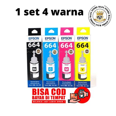 Jual TINTA EPSON 664 ORIGINAL 1 PAKET 4 WARNA BLACK CYAN MAGENTA