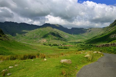 Langdale Valley Lake District Cumbria England Uk In Summer With Blue