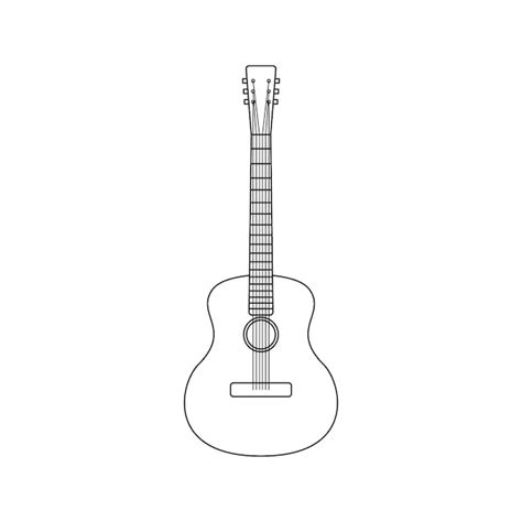 Guitarra acústica de contorno negro aislada sobre fondo blanco Vector