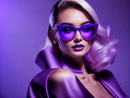 A Woman With Purple Hair Wearing Purple Sunglasses Image Design ID