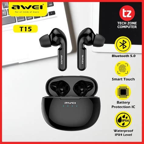 Awei T15 Bluetooth Earphone V5 0 Mini Touch Wireless Earphones