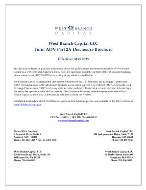 Fillable Online Form Adv Part A Disclosure Brochure West Branch