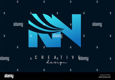 Creative Blue Letter Rn R N Logo With Leading Lines And Road Concept