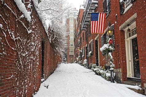 Acorn Street Covered In Snow In Boston Massachusetts Photograph By Toby