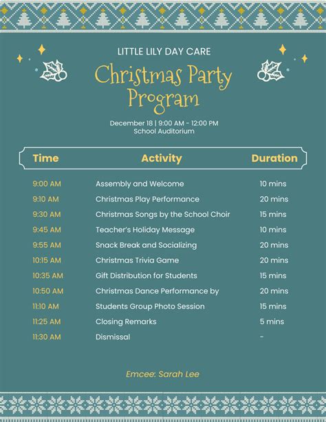 Free Christmas Party Program Script Template - Edit Online & Download ...