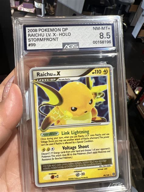 2008 Pokemon Stormfront Raichu Lvx 99 Holo Ultra Rare Graded Ags 85