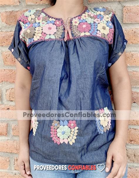 Rj00689 Blusa Unitalla Medida De 71x49 Cm Aprox Mezclilla Bordado A