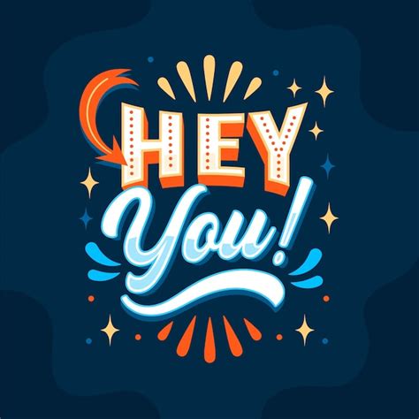 vector flat design hey lettering design