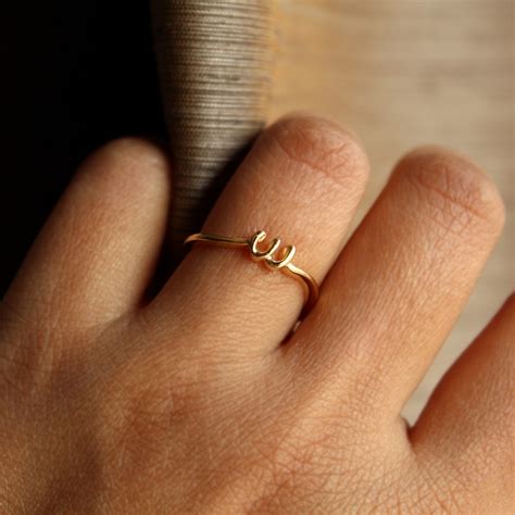 Initial Ring In Solid 14K Gold Lower Case Alphabet Gold Etsy