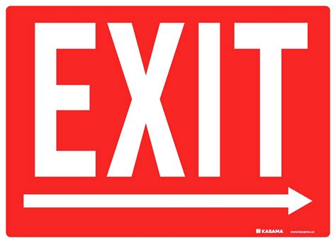 Exit Sign - White on Red, Right Arrow | Kasama.us