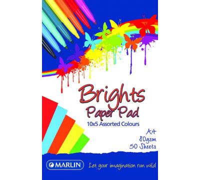 MARLIN A4 Bright Assorted Paper Pad 50 Sheet