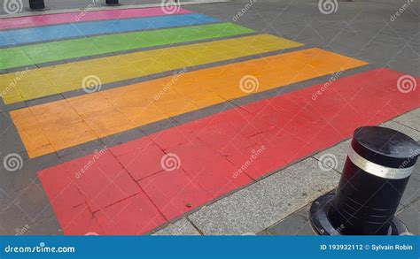 Pedestrian Crossing In Colors Rainbow Flag Sign To Sex Discrimination Concept Of The Lgbt